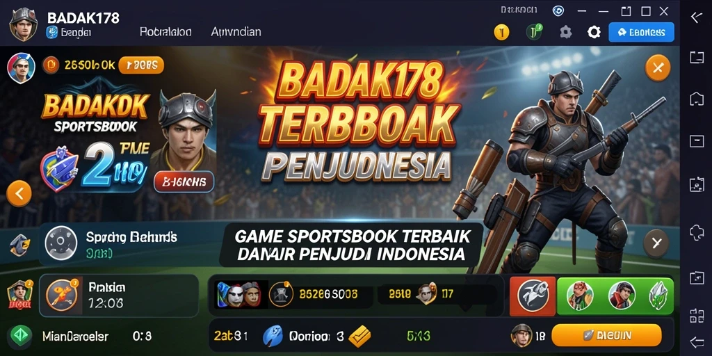 Tangkapan layar utama BADAK178 menampilkan antarmuka taruhan olahraga yang interaktif.