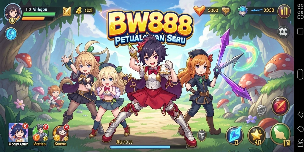Tampilan menarik dari gameplay BW888 dengan karakter anime terkenal.