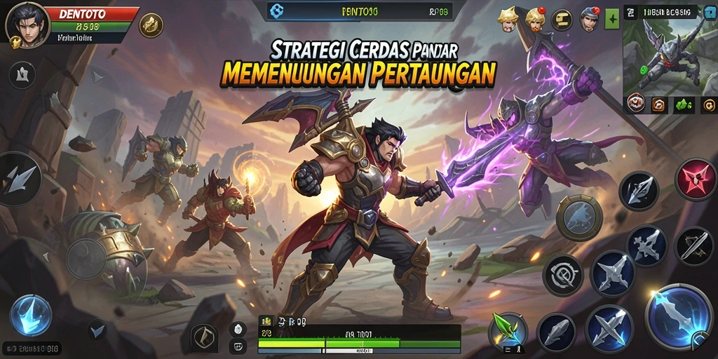 Screenshot DENTOTO menampilkan pertempuran strategi yang seru dan mendebarkan.