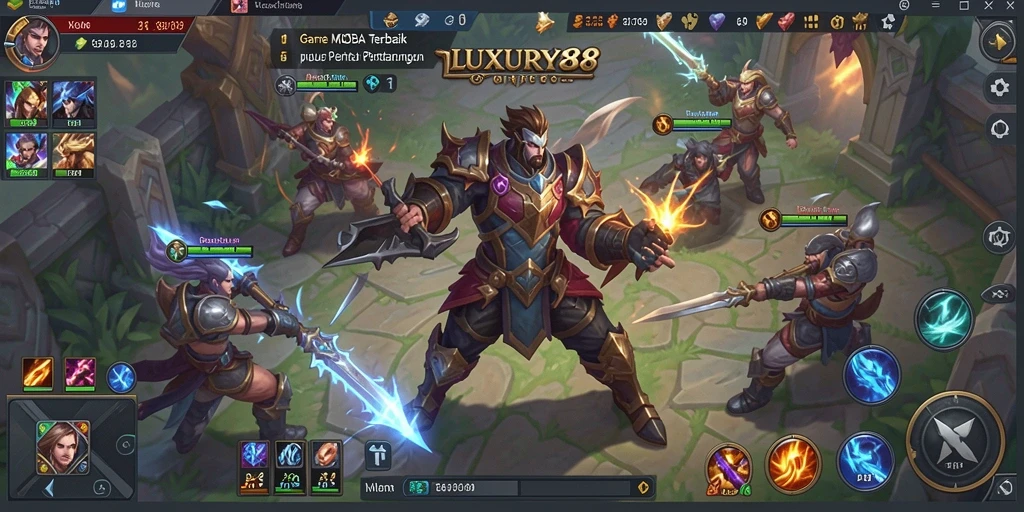 Tangkapan layar utama LUXURY88 menampilkan pertempuran seru dalam game MOBA.