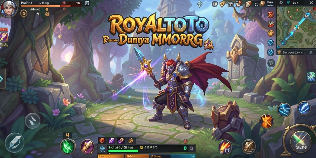 Screenshot gameplay utama ROYALTOTO yang menunjukkan aksi petualangan MMORPG.