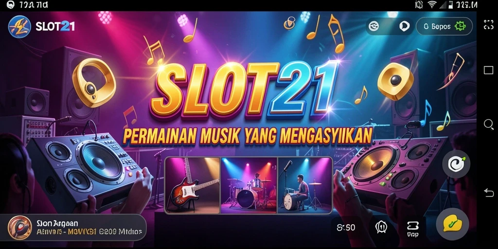 Tangkapan layar SLOT21 menunjukkan pemain menikmati slot dengan iringan musik yang memukau.